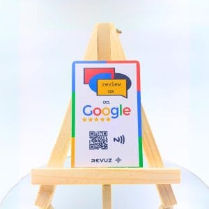 Google Review Card with wooden stand (White)