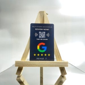 Google Review Card with wooden stand (Black)