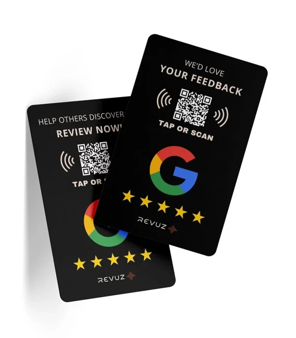 Google Review Card with wooden stand (Black)