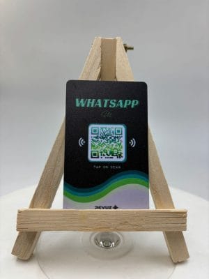 WhatsApp Card with wooden stand