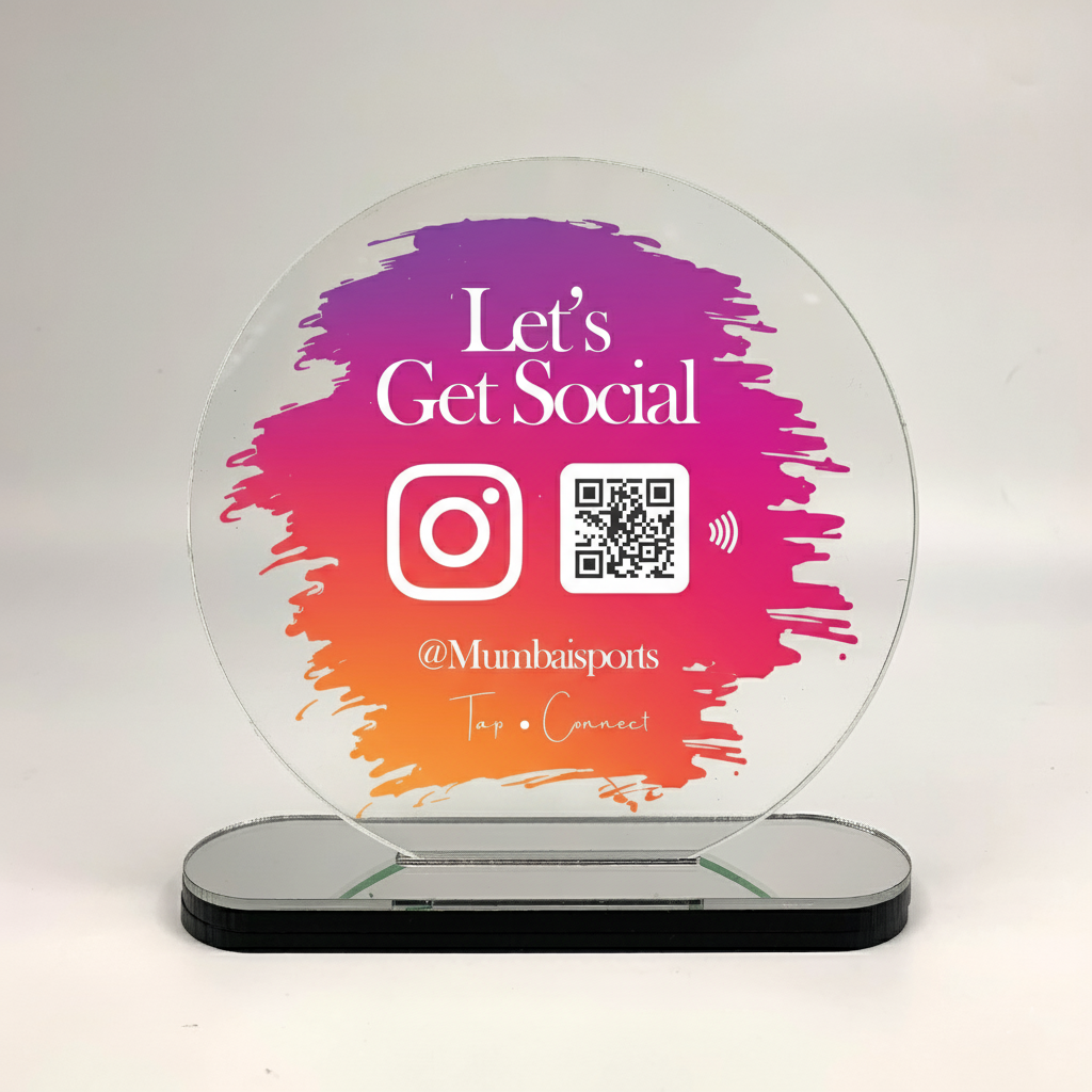 Acrylic Instagram Follow Standee with NFC & QR — Custom UV-Printed (M2) - Image 3
