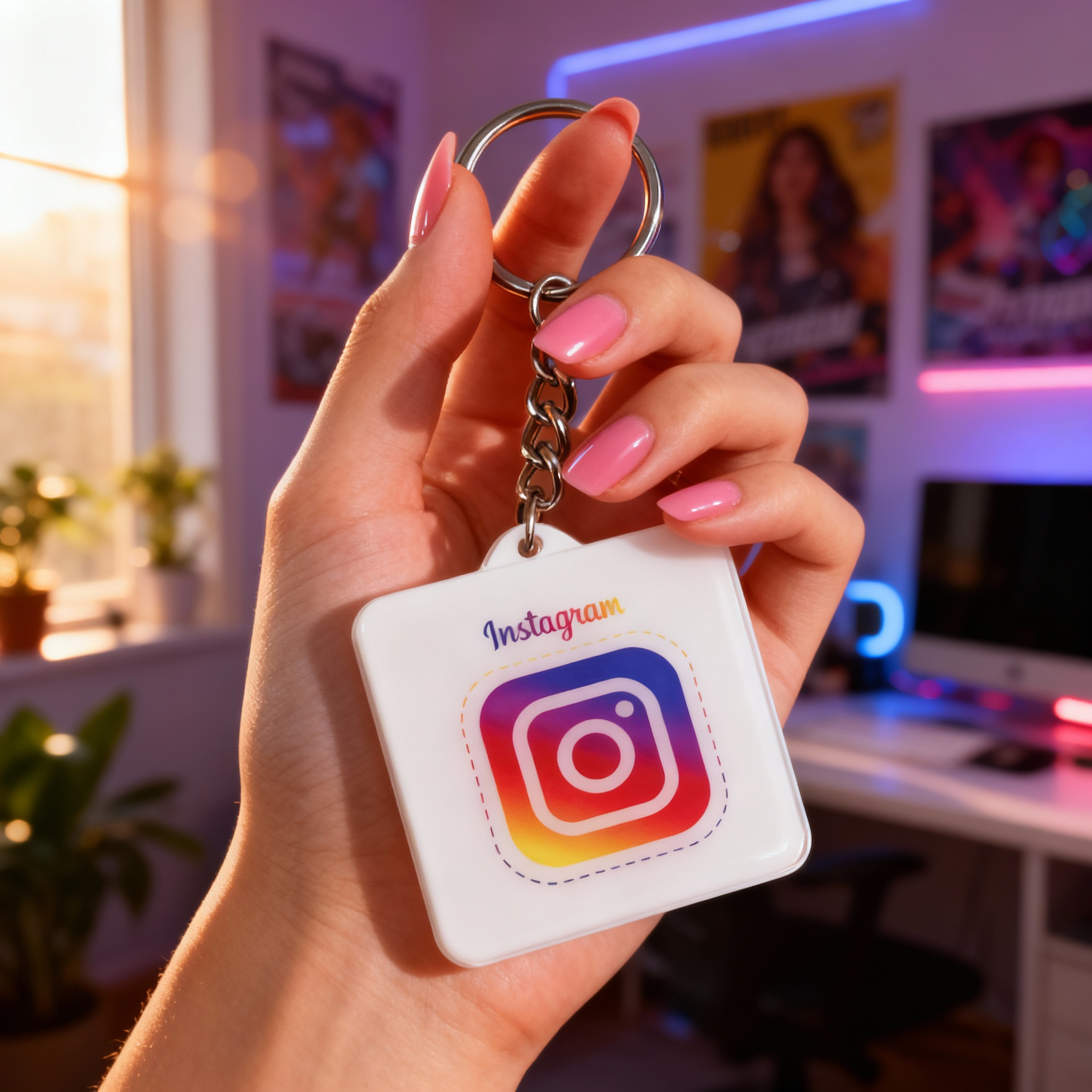 instagram, nfc,qr,keychain
