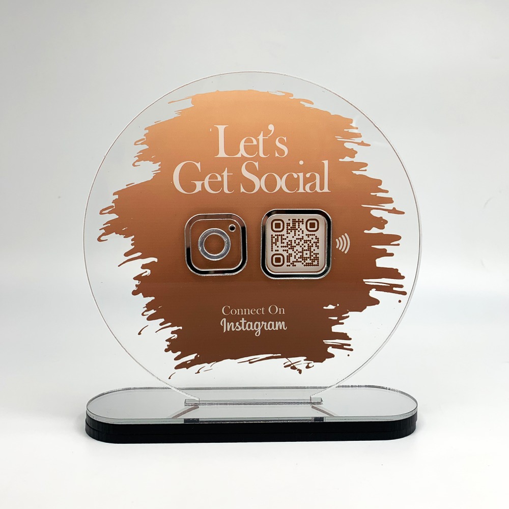Instagram Standee - Premium Acrylic | NFC Tap + QR Scan | Grow Instagram Followers | DIY Setup (M2)
