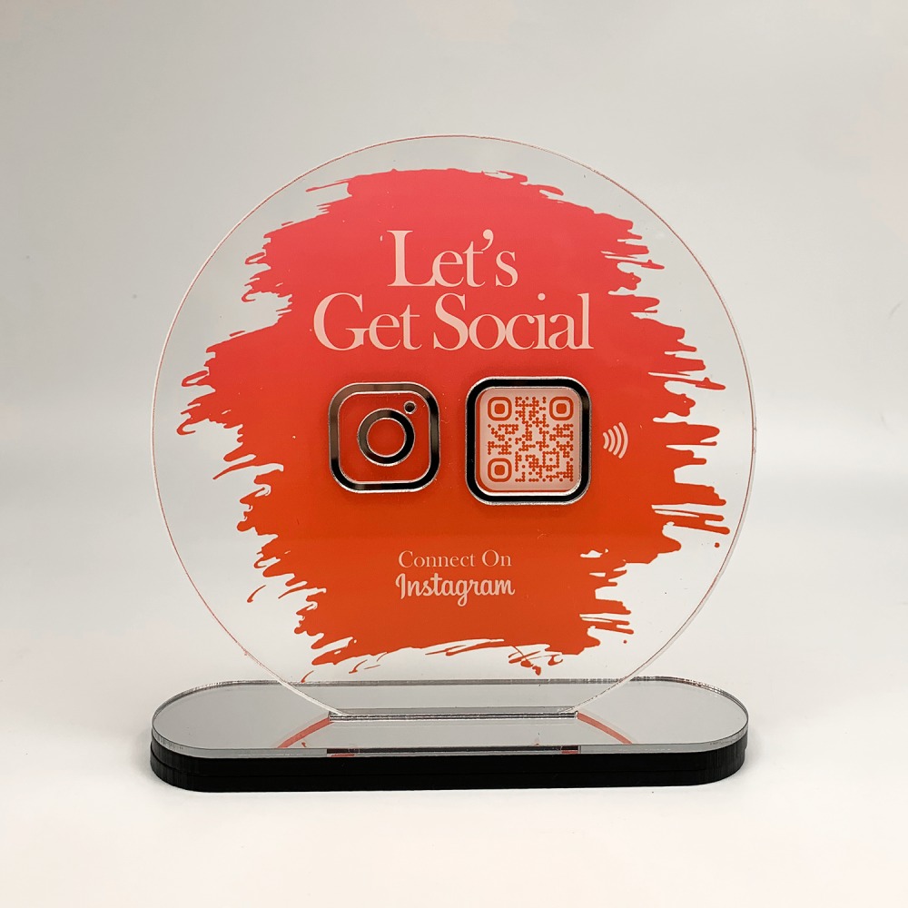 Instagram Standee - Premium Acrylic | NFC Tap + QR Scan | Grow Instagram Followers | DIY Setup (M5)