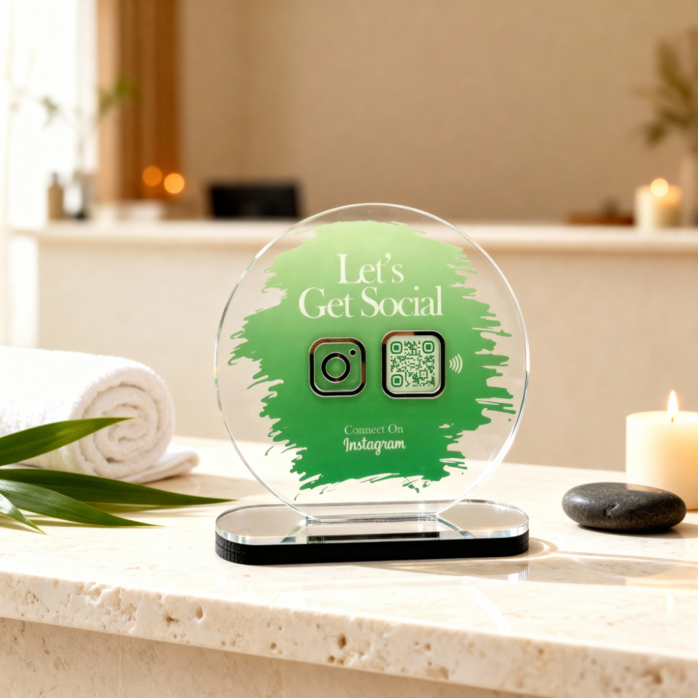 Instagram Standee - Premium Acrylic | NFC Tap + QR Scan | Grow Instagram Followers | DIY Setup (M3)