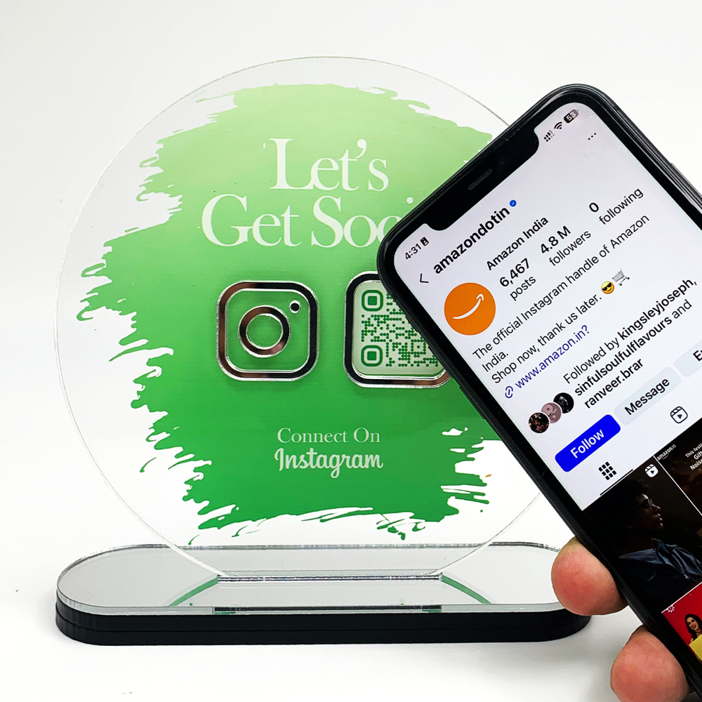 Instagram Standee - Premium Acrylic | NFC Tap + QR Scan | Grow Instagram Followers | DIY Setup (M3) - Image 3