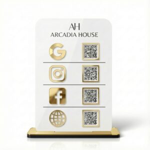 Premium Acrylic NFC Multi Platform QR Stand | Google Reviews Instagram Facebook Website Quick Scan Display | 9×5 Inch