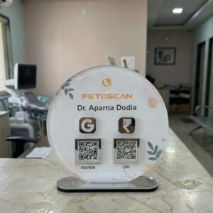 Premium Acrylic NFC Google Reviews and UPI Payment QR Stand | Clinic Reception | 7×7 Inch