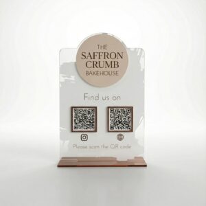Premium Acrylic NFC Instagram and Website QR Stand | Bakery and Cafe Multi QR Counter Display | 7×5 Inch